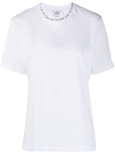 Victoria Victoria Beckham Logo Lined Crew Neck T-shirt In White