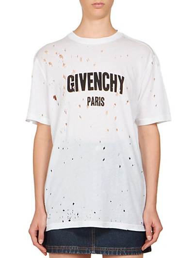 Givenchy Distressed Logo T-shirt, White In | ModeSens