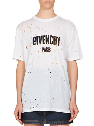 Givenchy Distressed Logo T shirt White In Optic White ModeSens