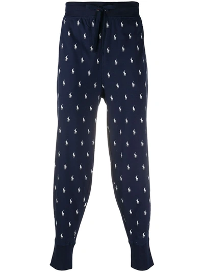 Polo Ralph Lauren Pony Print Pyjama Jogger Trousers In Cruise Navy