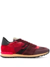 Valentino Garavani Rockrunner Camouflage-print Trainers In Rubin Red Multi