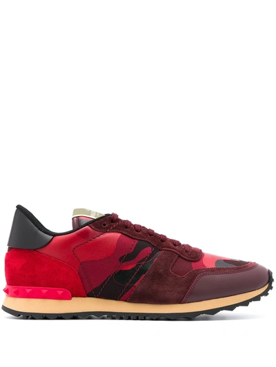 Valentino Garavani Rockrunner Camouflage-print Trainers In Red / Multi-colour / Camouflage