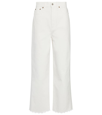 Miu Miu High-rise Wide-leg Cotton Jeans In White