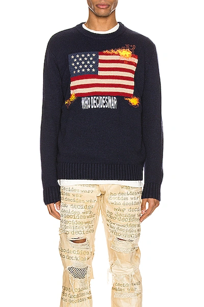 Who Decides War By Mrdrbrvdo Who Decides War Knit Pullover In Navy