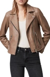 Allsaints Dalby Lambskin Leather Biker Jacket In Stone