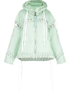 Khrisjoy Lace-up Quilted Shell Hooded Down Jacket In Mint