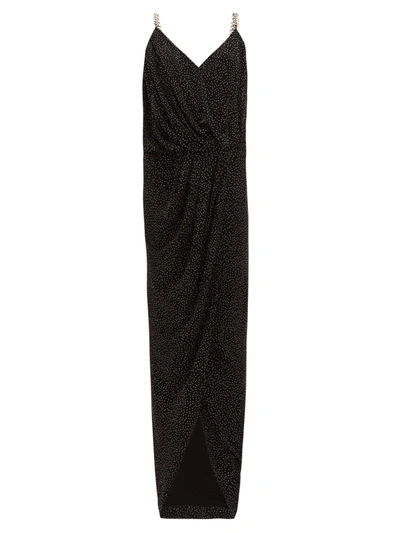 Balmain Black Crystal-embellished Chiffon Maxi Dress