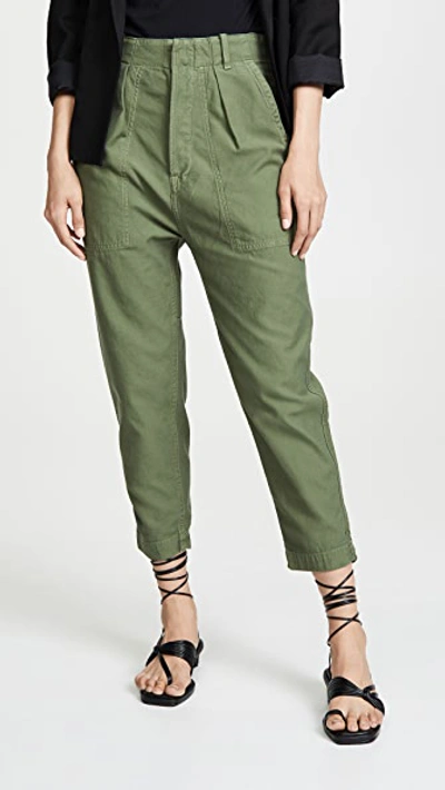 Citizens Of Humanity Leah Cotton-twill Straight-leg Cargo Pants In Army Green