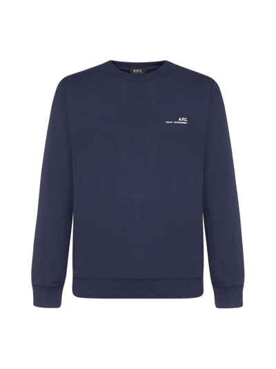 A.p.c. Navy Logo Crewneck Sweatshirt