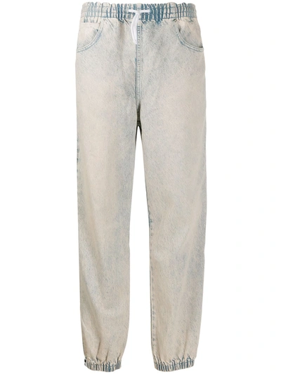 Alexander Wang T Alexanderwang.t Logo Denim Track Pants In Acid Pink