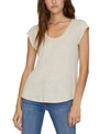 Sanctuary Alma Scoop Neck Slub Linen T-shirt In Beige