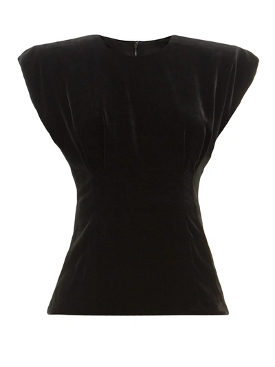 Dolce & Gabbana Padded-shoulder Velvet Top In Black