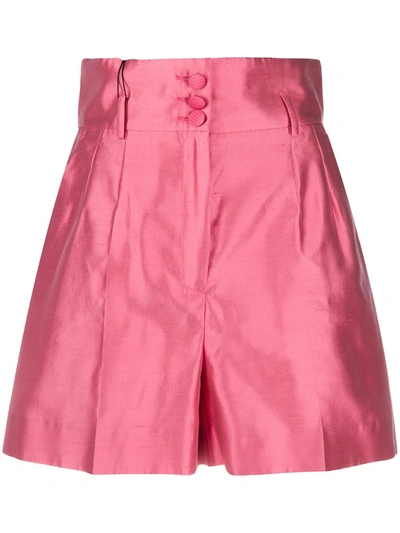 Dolce & Gabbana High-waisted Shantung Shorts In Pink