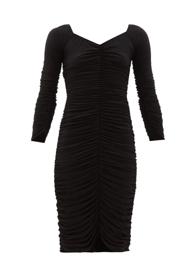 Norma Kamali Off-the-shoulder Gathered Jersey Midi Dress In Black