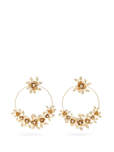 Rosantica Lirica Crystal-embellished Hoop Earrings In Gold