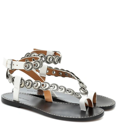 Isabel Marant Ermony Coin-embellished Leather Sandals In Black And White