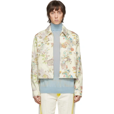Lanvin Fairy-print Cotton Gabardine Harrington Jacket In Neutrals