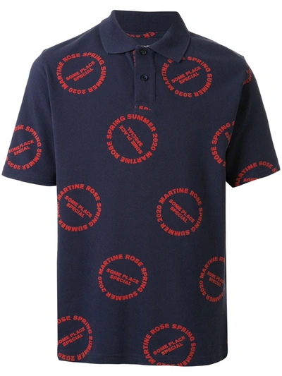 Martine Rose Baba Logo Print Polo Shirt In Blue