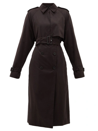 The Row Triana Belted Brushed-twill Trench Coat In Ebony