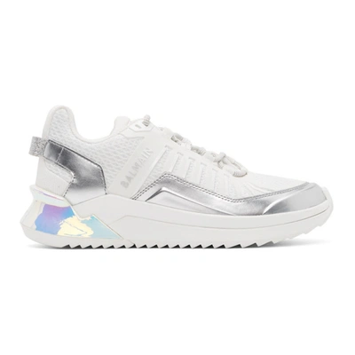 Balmain B-trail Trainers In Leather And White Fabric