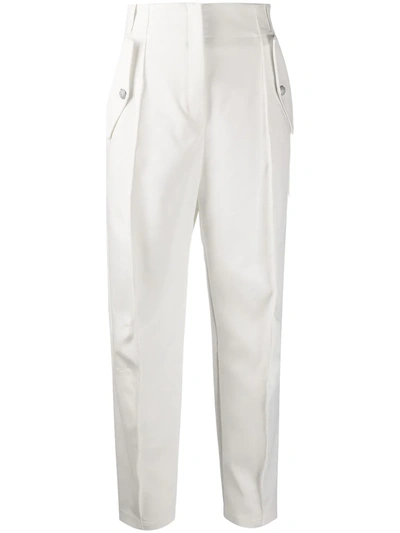 Pinko Biscotti High-waist Tapered-fit Trousers In White