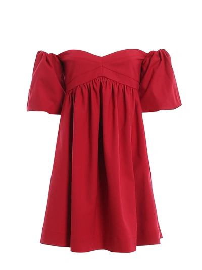 Pinko Pastiera Off-the-shoulders Dress In Red