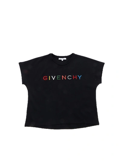 Givenchy Kids' Black T-shirt With Colorful Logo For Girl