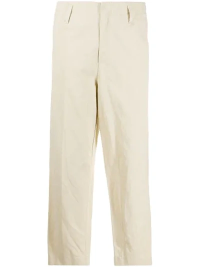 Forte Forte Cropped Cotton Twill Trousers In Neutrals