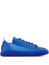 Giuseppe Zanotti Men's Blabber Transparent Leather Low-top Sneakers In Blue