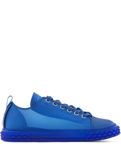 Giuseppe Zanotti Men's Blabber Transparent Leather Low-top Trainers In Blue