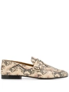 Isabel Marant Fezzy Snakeskin Embossed Convertible Loafer In Beige