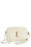 Saint Laurent Lou Medium Ysl Quilted Camera Crossbody Bag With Pocket In Blanc Vintage