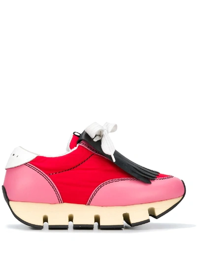 Marni Platform Track Sole Trainers In Red