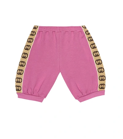Gucci Babies' Purple Girl Pants With Double Gg In Violet