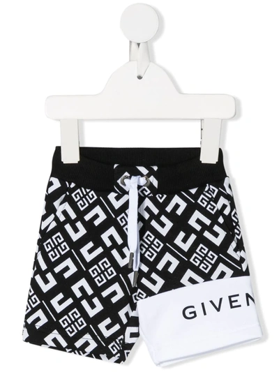 Givenchy Babies' Black And White Bermuda Shorts With Press In Nero/bianco