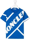 Moncler Kids' Logo Print Cotton Jersey T-shirt In Blue