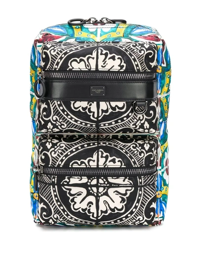 Dolce & Gabbana Men's Zaino Stampato Nylon Crossbody Backpack In Multicolor