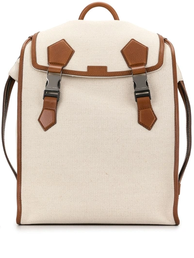 Dolce & Gabbana Edge Backpack In Canvas And Cowhide In Neutrals