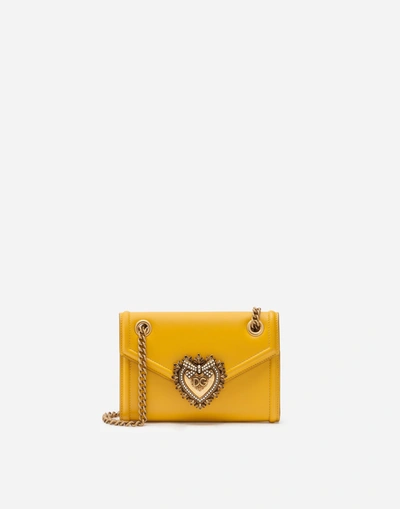 Dolce & Gabbana Clutches, Mini And Micro Bags - Smooth Calfskin Devotion Minibag In Yellow