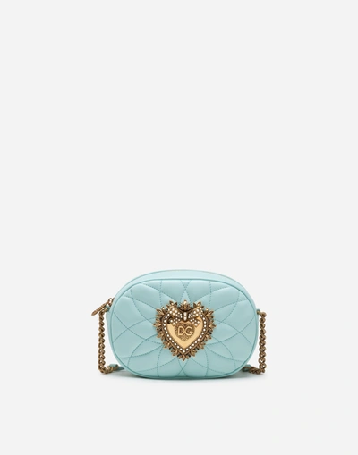 Dolce & Gabbana Devotion Camera Bag In Matelassé Nappa Leather In Light Blue