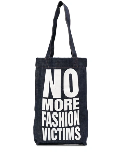 Katharine Hamnett No More Fashion Victims Tote Bag In Blue