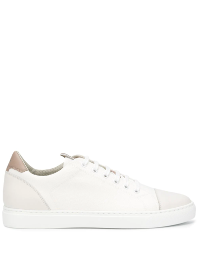Brunello Cucinelli Leather-trimmed Denim Trainers In White