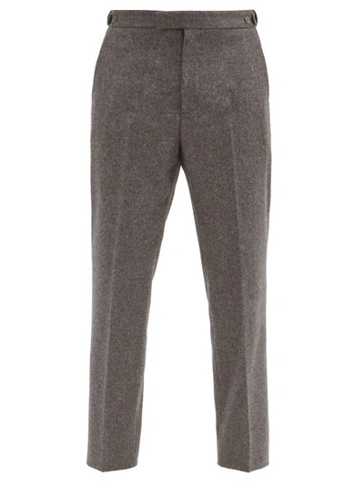Gucci Mushroom-embroidered Wool Trousers In Grey