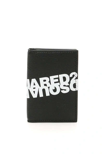 Dsquared2 Mirrored Logo Bi-fold Cardholder In Black,white