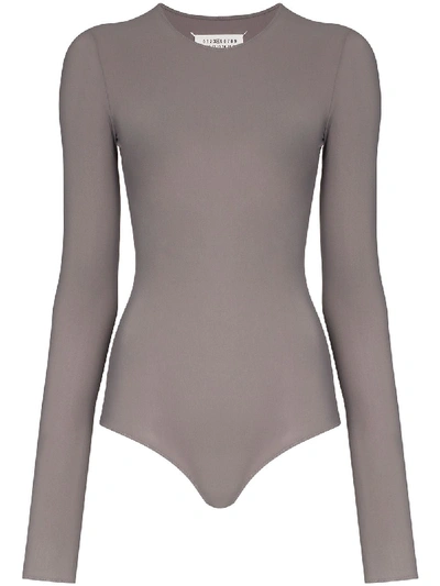Maison Margiela Semi-sheer Long-sleeve Bodysuit In Grey