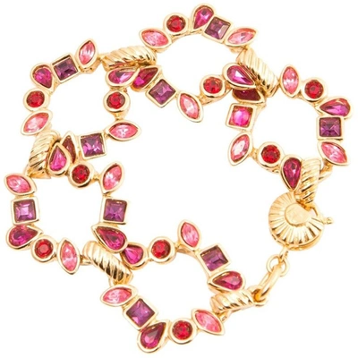 Pre-owned Saint Laurent Pink Red And Gold Tone Bracelet In Not Applicable
