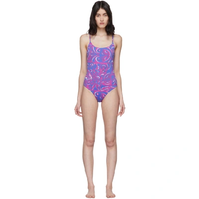 Emilio Pucci Printed Cutout One-piece Swimsuit In 066 Blue