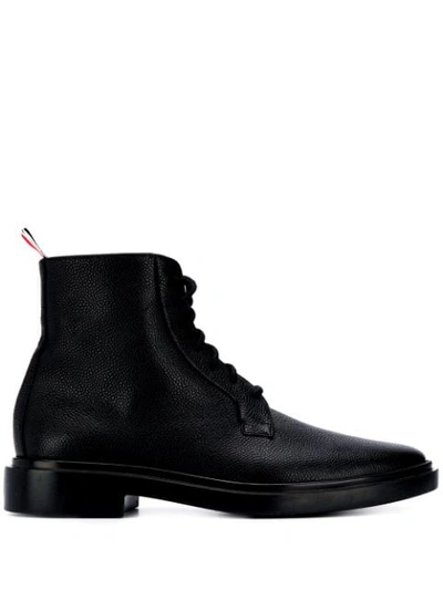 Thom Browne Pebble Texture Lace-up Boots In Black