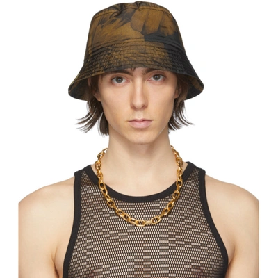 Dries Van Noten Black And Yellow Floral Bucket Hat In Desd Mustar