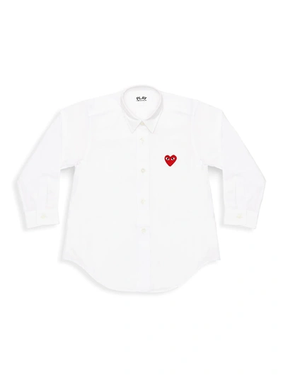 Comme Des Garçons Play Little Kid's Play Kids Logo Button-down Shirt In White